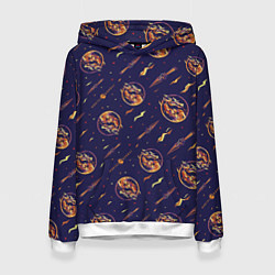 Толстовка-худи женская Mortal Kombat logo pattern, цвет: 3D-белый