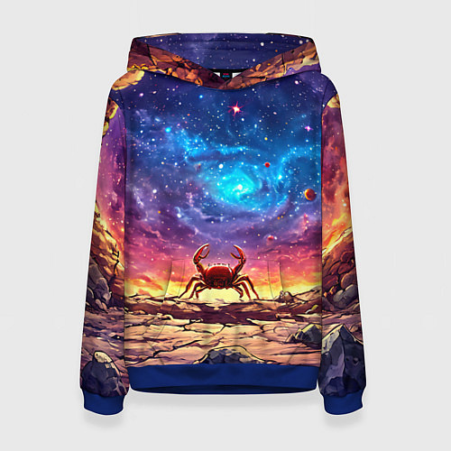 Женская толстовка Краб смотрит в космос / 3D-Синий – фото 1