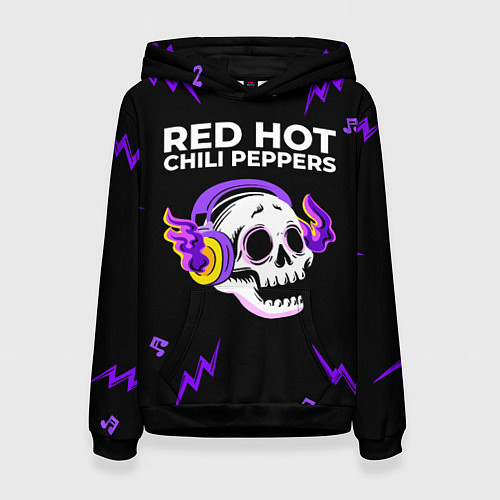 Женская толстовка Red Hot Chili Peppers неоновый череп / 3D-Черный – фото 1