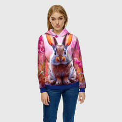 Толстовка-худи женская Зайчик в розовом, цвет: 3D-синий — фото 2