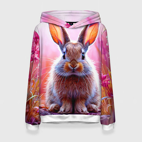 Женская толстовка Зайчик в розовом / 3D-Белый – фото 1