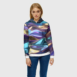 Толстовка-худи женская Космические мягкие волны, цвет: 3D-белый — фото 2