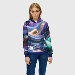 Толстовка-худи женская Космическая краска, цвет: 3D-синий — фото 2