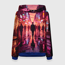 Толстовка-худи женская Вечерний мегаполис, цвет: 3D-синий