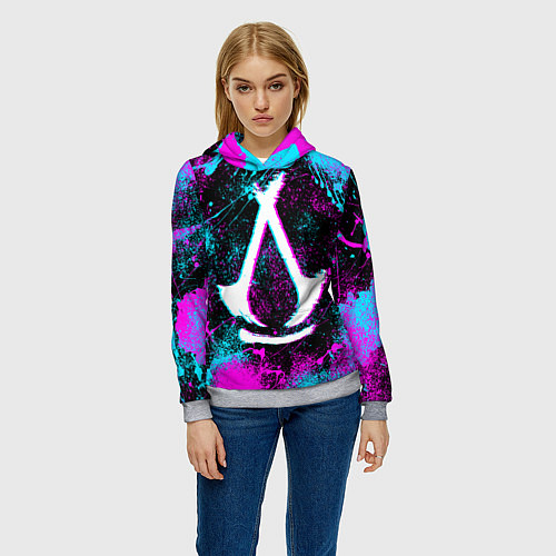 Женская толстовка Assassins creed shadows - neon color / 3D-Меланж – фото 3