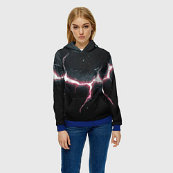 Толстовка-худи женская Разлом на черной плите, цвет: 3D-синий — фото 2