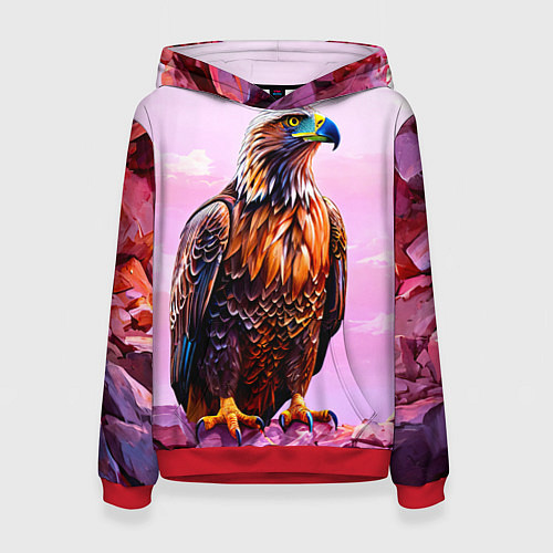 Женская толстовка Орел и розовый закат / 3D-Красный – фото 1