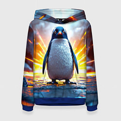 Толстовка-худи женская Эпичный пингвин, цвет: 3D-синий