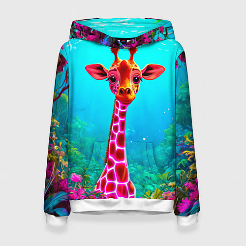 Женская толстовка Жираф в сказачном лесу / 3D-Белый – фото 1