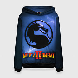 Толстовка-худи женская Мортал комбат 2 - логотип, цвет: 3D-черный