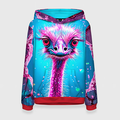 Женская толстовка Страусиная голова / 3D-Красный – фото 1