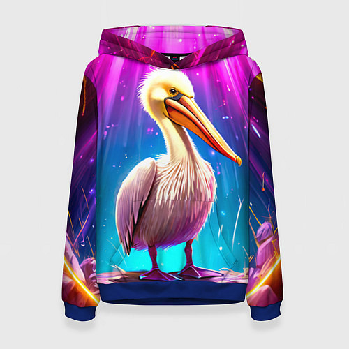 Женская толстовка Пеликан в сиянии лучей / 3D-Синий – фото 1
