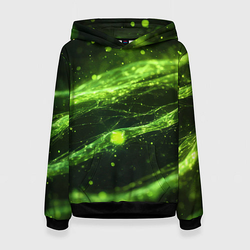 Женская толстовка Текстура зеленая жидкость / 3D-Черный – фото 1