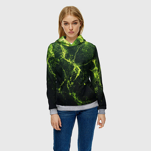 Женская толстовка Зеленые волокна - текстура / 3D-Меланж – фото 3