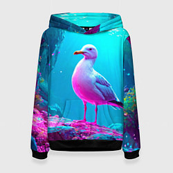 Толстовка-худи женская Подводная чайка, цвет: 3D-черный