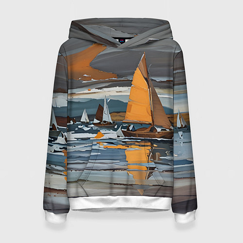 Женская толстовка Живопись с парусниками / 3D-Белый – фото 1
