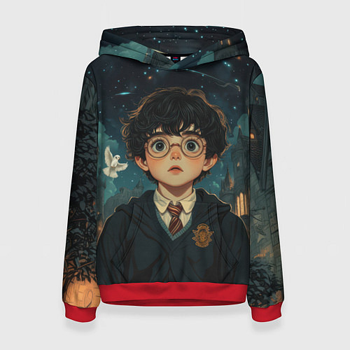 Женская толстовка Испуганный Гарри Поттер / 3D-Красный – фото 1