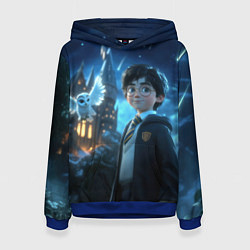 Толстовка-худи женская Гарри Поттер и сова, цвет: 3D-синий