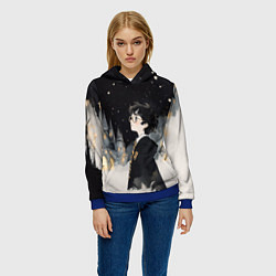 Толстовка-худи женская Гарри Поттер в черной мантии, цвет: 3D-синий — фото 2