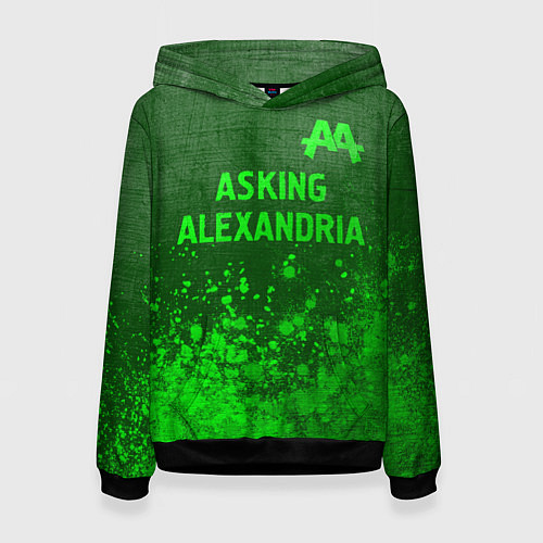 Женская толстовка Asking Alexandria - green gradient посередине / 3D-Черный – фото 1