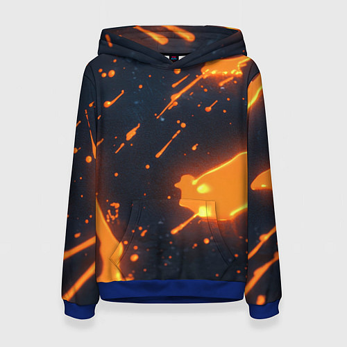 Женская толстовка Оранжевая краска в движении / 3D-Синий – фото 1