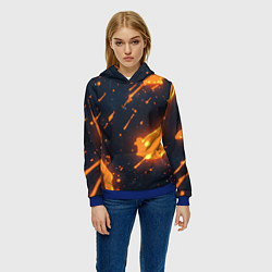 Толстовка-худи женская Оранжевая краска в движении, цвет: 3D-синий — фото 2