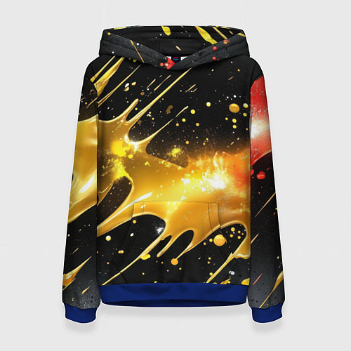 Женская толстовка Оранжевая краска на черном / 3D-Синий – фото 1