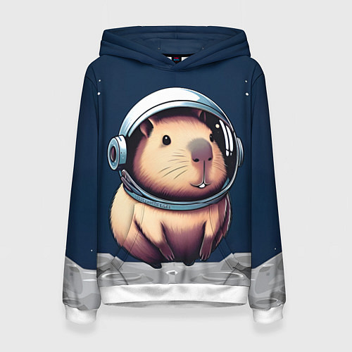 Женская толстовка Капибара космонавт в космосе / 3D-Белый – фото 1
