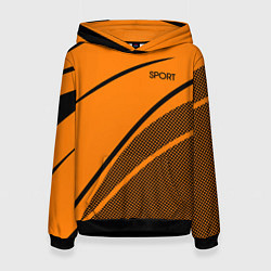 Толстовка-худи женская Sport оранжевый с чёрным точечный, цвет: 3D-черный
