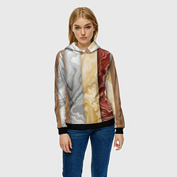 Толстовка-худи женская Мрамор и дерево, цвет: 3D-черный — фото 2