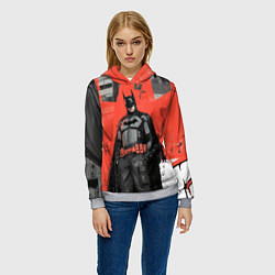 Толстовка-худи женская Бэтмен граффити на стене, цвет: 3D-меланж — фото 2