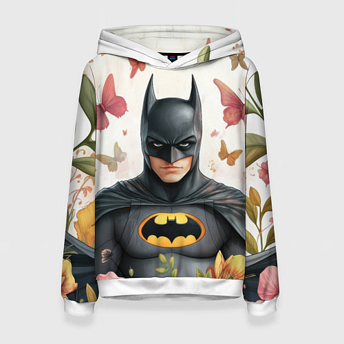Женская толстовка Бэтмен бабочки и цветы / 3D-Белый – фото 1