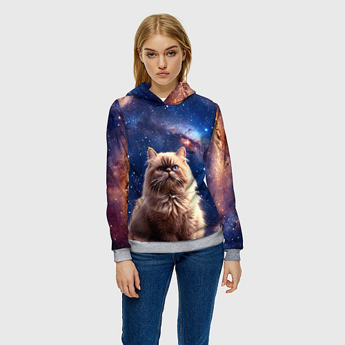 Женская толстовка Гималайская кошка в космосе / 3D-Меланж – фото 3