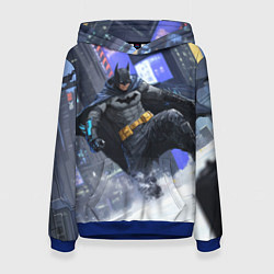 Толстовка-худи женская Бэтмен на снегу, цвет: 3D-синий