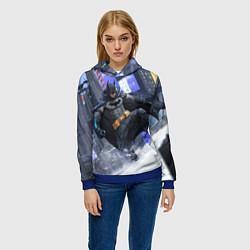 Толстовка-худи женская Бэтмен на снегу, цвет: 3D-синий — фото 2