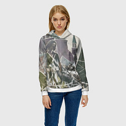 Толстовка-худи женская Отпечаток силуета, цвет: 3D-белый — фото 2