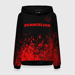 Толстовка-худи женская Evangelion - red gradient посередине, цвет: 3D-черный