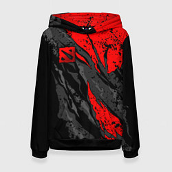 Толстовка-худи женская Дота 2 - красная абстракция, цвет: 3D-черный