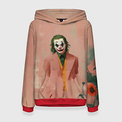 Толстовка-худи женская Джокер персиковый фон, цвет: 3D-красный