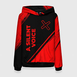 Толстовка-худи женская A Silent Voice - red gradient вертикально, цвет: 3D-черный