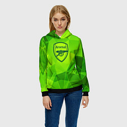 Толстовка-худи женская Arsenal green poly, цвет: 3D-черный — фото 2