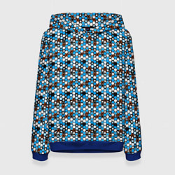 Толстовка-худи женская Киберпанк шестиугольники синие, цвет: 3D-синий