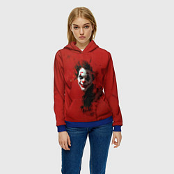 Толстовка-худи женская Джокер в красном фоне, цвет: 3D-синий — фото 2