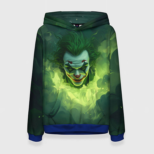 Женская толстовка Злой Джокер в зеленом дыму / 3D-Синий – фото 1