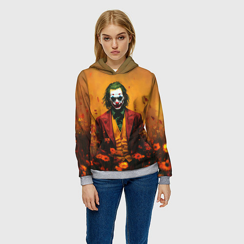 Женская толстовка Джокер в поле цветов / 3D-Меланж – фото 3