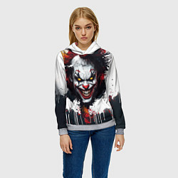 Толстовка-худи женская Голова Джокера бело-черный стиль, цвет: 3D-меланж — фото 2