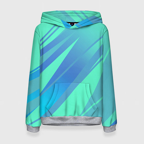 Женская толстовка Нежный голубой с полосами градиент / 3D-Меланж – фото 1