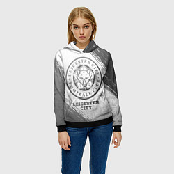 Толстовка-худи женская Leicester City - white gradient, цвет: 3D-черный — фото 2