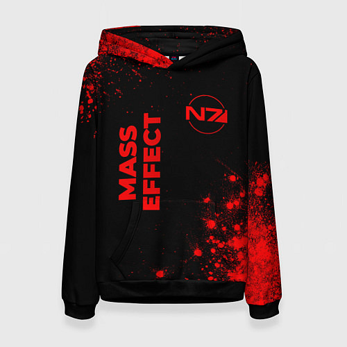 Женская толстовка Mass Effect - red gradient вертикально / 3D-Черный – фото 1