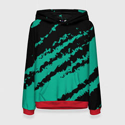 Толстовка-худи женская The color is black and turquoise, цвет: 3D-красный